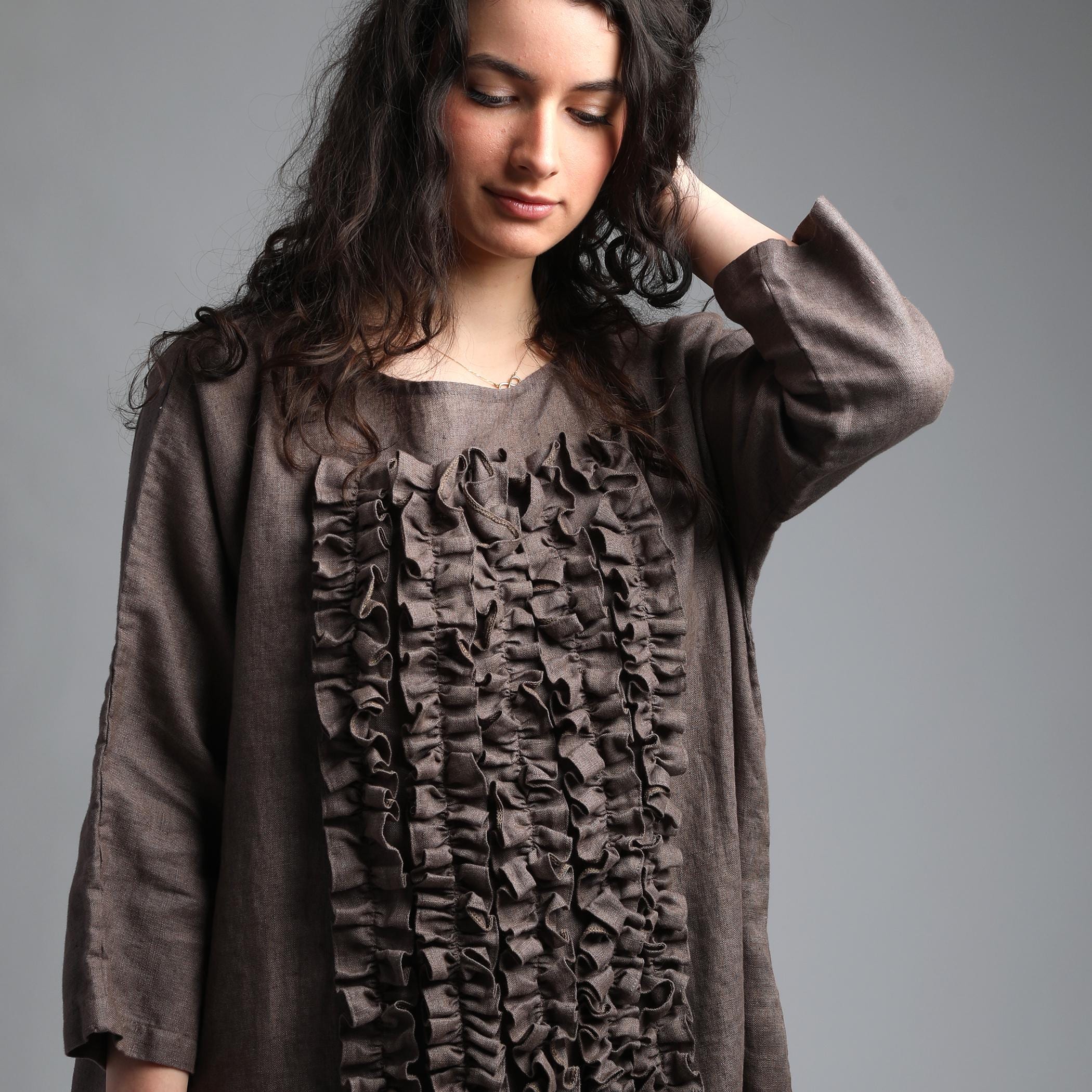 Ready Ship Size S Light Brown Pom Maxi