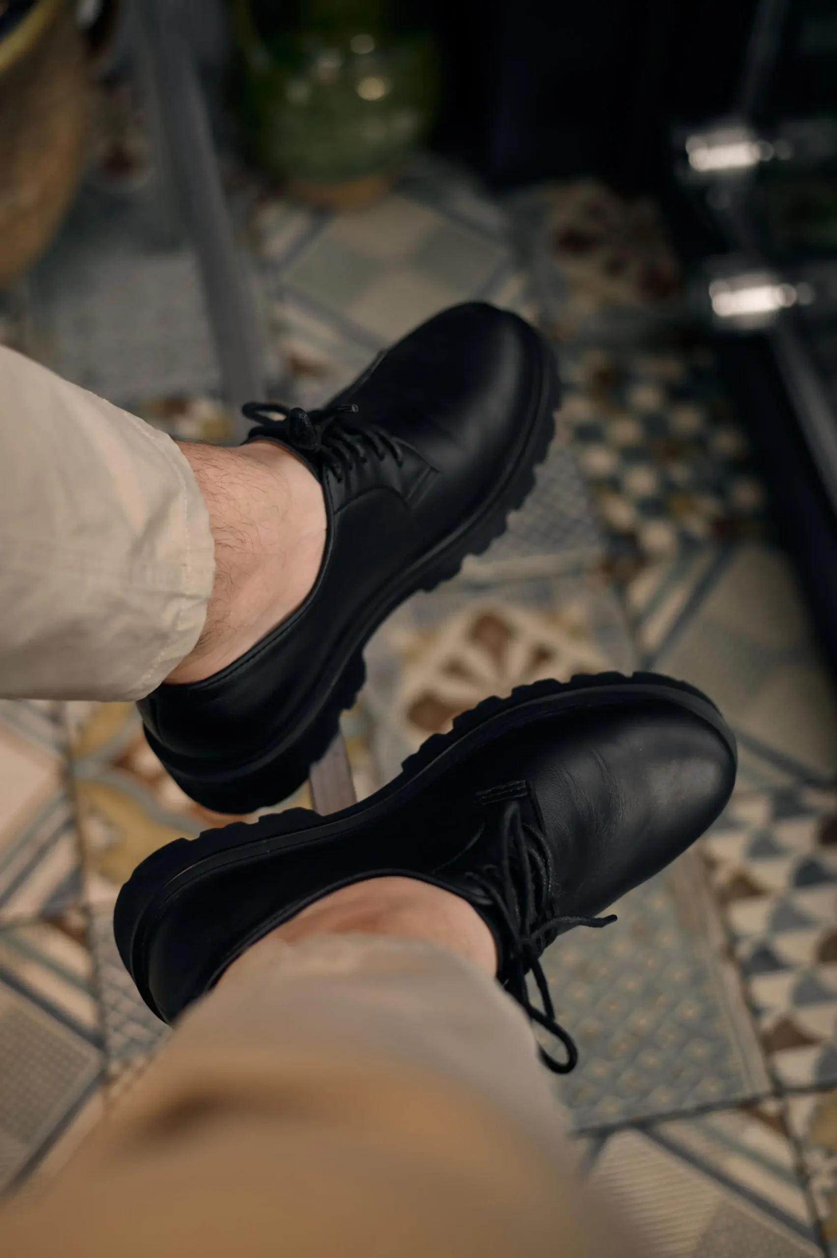 Genuine Leather Men's Derby Black Brown Classic